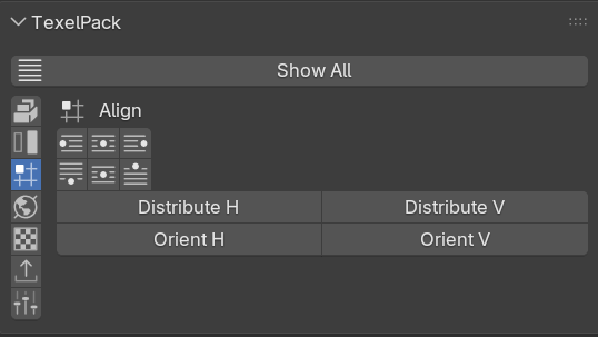 Layout category panel in TexelPack.